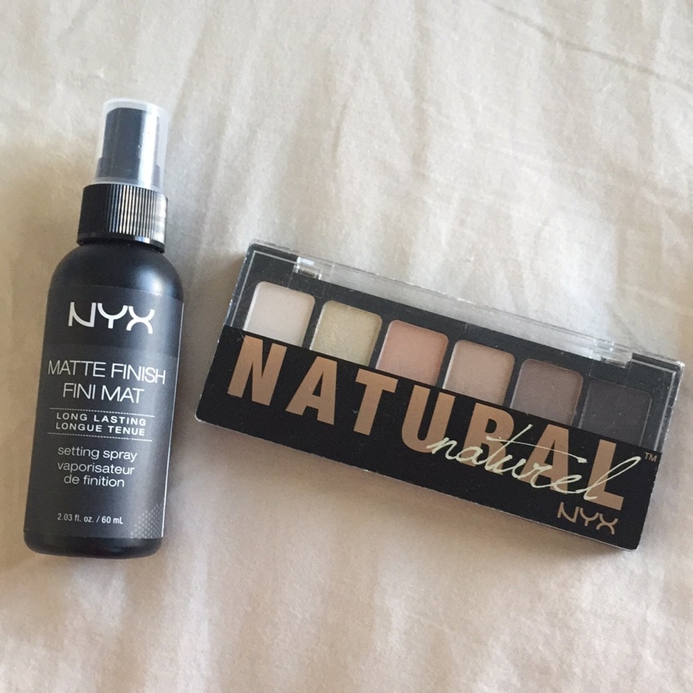 NYX matte finish setting spray/ eyeshadow palette